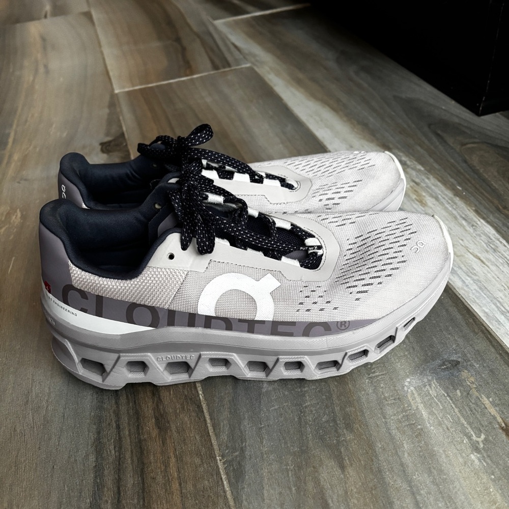 On CloudMonster Running Shoes in Grey/Purple - Picture 2 of 8